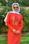 23Y3538 - KIRMIZI - SİM LEOPAR BASKILI T-SHIRT ELBİSE