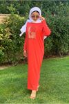 23Y3538 - KIRMIZI - SİM LEOPAR BASKILI T-SHIRT ELBİSE