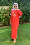 23Y3538 - KIRMIZI - SİM LEOPAR BASKILI T-SHIRT ELBİSE