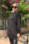 24K4163 - SİYAH - TAŞLI TARZ SWEAT