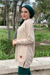 24K36440 - KOYU BEJ - SOUL PUANE BASİC KISA SWEAT