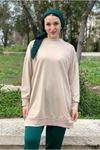24K36440 - KOYU BEJ - SOUL PUANE BASİC KISA SWEAT