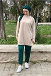 24K36440 - KOYU BEJ - SOUL PUANE BASİC KISA SWEAT