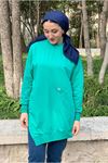 24K4158 - YEŞİL - PUANE YANI YIRTMAÇLI SWEAT