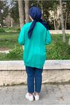 24K4158 - YEŞİL - PUANE YANI YIRTMAÇLI SWEAT