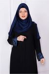 24Y68001 - İNDİGO - BÜYÜK BEDEN TESETTÜR ABAYA
