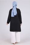 24Y2335 - SİYAH - Büyük Beden Tesettür Yakalı Tunik 