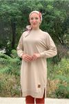 24K36450 - KOYU BEJ - SOUL PUANE UZUN SWEAT