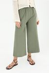24Y4689 - HAKİ - BOL PAÇA KETEN PANTOLON