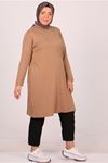 24Y38501 - VİZON - Büyük Beden Basic Penye Tunik