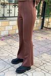 25K4538 - KAHVE - ÖNÜ DİKİŞİ SCUBA PANTOLON