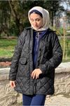 25K5239 - SİYAH - ÖNDEN CEPLİ KAPİTONE MONT 