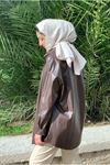 25K5261 - KAHVE - ŞARDONLU DERİ CEKET GÖMLEK