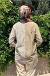 25Y4456 - CAMEL - CEP DETAYLI ÇZİGİLİ POPLİN GÖMLEK
