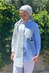 25Y4456 - MAVİ - CEP DETAYLI ÇZİGİLİ POPLİN GÖMLEK