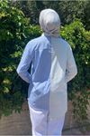 25Y4456 - MAVİ - CEP DETAYLI ÇZİGİLİ POPLİN GÖMLEK