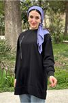 25Y4331 - SİYAH  - PUANE FERMUARI BONCUKLU TUNİK