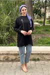 25Y4331 - SİYAH  - PUANE FERMUARI BONCUKLU TUNİK