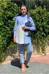 25Y4489 - MAVİ - SATEN DETAYLI POPLİN GÖMLEK