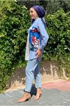 25Y4489 - MAVİ - SATEN DETAYLI POPLİN GÖMLEK