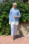 25Y4309 - AÇIK MAVİ - ÇİZGİLİ POPLİN GÖMLEK