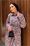 25Y3381 -  İNDİGO - ROSA SATEN ELBİSE