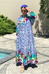 25Y3541 - ÇİÇEKLİ TURUNCU - BEGONVİL VİSKON ELBİSE