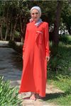 25Y3516 - CORAL - CEP DETAYLI JAKAR ELBİSE