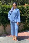 25Y2296 - MAVİ - KİMONOSU BAĞLAMALI RELAX İKİLİ TAKIM 