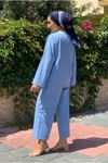 25Y2296 - MAVİ - KİMONOSU BAĞLAMALI RELAX İKİLİ TAKIM 