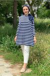 25Y4315 - LACİVERT - KALIN ÇİZGİLİ OVERSİZE TUNİK