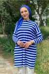 25Y4315 - SAKS- KALIN ÇİZGİLİ OVERSİZE TUNİK