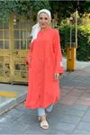 25Y5263 - CORAL - KOLU APOLETLİ JAKARLI KAP