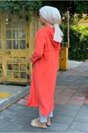 25Y5263 - CORAL - KOLU APOLETLİ JAKARLI KAP