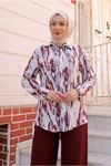 25Y7565 - BORDO -  DESENLİ GÖMLEKLİ TAKIM 