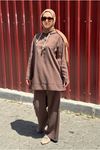 25Y7545 - KAHVE - PUANE KAPİŞONLU İKİLİ TAKIM