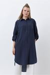 25Y7034 - LACİVERT -  UZUN CEPLİ GÖMLEK