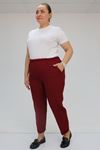 59009 Büyük Beden Beli Lastikli Duble Paça Pantolon - Bordo