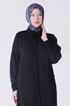 25Y28067 - SİYAH - Büyük Beden Tesettür Dokuma Ferace 