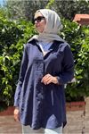 25Y7018 - LACİVERT - LİYOSEL TEK CEP GÖMLEK 
