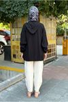 25Y7295 - SİYAH - KANGURU CEPLİ BOMBER CEKET