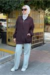 25Y7295 - ACI KAHVE - KANGURU CEPLİ BOMBER CEKET