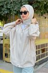 25Y7295 - BEJ - KANGURU CEPLİ BOMBER CEKET 
