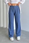 25Y7360 - İNDİGO - PALLAZZO KETEN PANTOLON