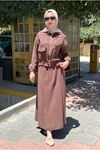 25Y7544 - KAHVE - KESİK DETAYLI ETEKLİ TAKIM