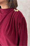 25Y7046 - BORDO - GOLD DÜĞME TUNİK