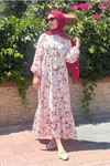 25Y7485 - PEMBE - DESENLİ ELBİSE
