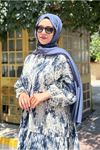 25Y7485 - LACİVERT - DESENLİ ELBİSE