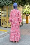 25Y7485 - KIRMIZI - DESENLİ ELBİSE 