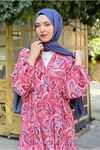 25Y7485 - KIRMIZI - DESENLİ ELBİSE 